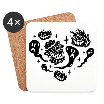 Halloween Heart with Halloween Ghost - Untersetzer (4er-Set) - Weiß - Vorne
