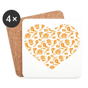 Halloween Heart with Halloween Party - Untersetzer (4er-Set) - Weiß - Vorne