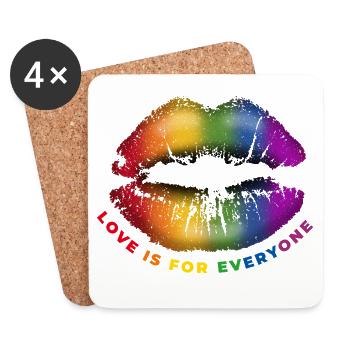 Lippe Kussmund L’amour est pour tous LGBTQ Regenbog - Dessous de verre (lot de 4) - blanc - Devant