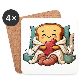 Cuddly Bread Heart Warmth - Coasters (set of 4) - white - Front