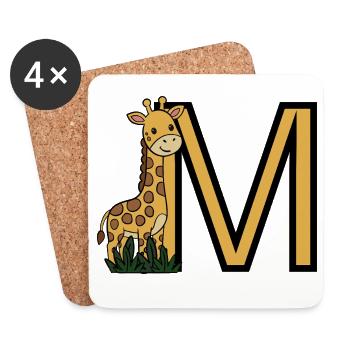 Giraffen M Initialen Design - Untersetzer (4er-Set) - Weiß - Vorne
