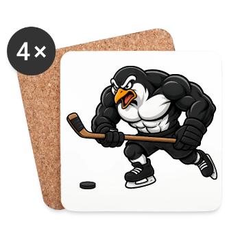 Pinguin Eishockey Spieler Comic Motiv - Untersetzer (4er-Set) - Weiß - Vorne