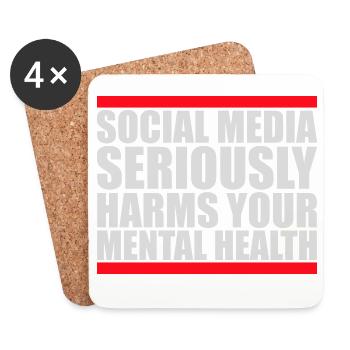 Les réseaux sociaux nuisent sérieusement à la santé mentale selon les affirmations - Dessous de verre (lot de 4) - blanc - Devant
