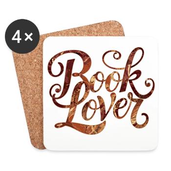 Book Lover Reading Books Typography - Coasters (set of 4) - white - Front