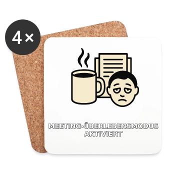 Meeting-Überlebens-Tasse - Untersetzer (4er-Set) - Weiß - Vorne