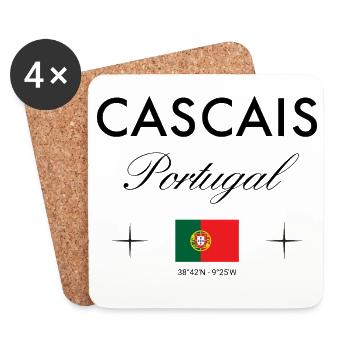 Cascais Portugal Coordinates Travel Souvenir - Coasters (set of 4) - white - Front