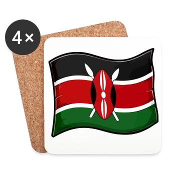 Kenya Flag Maasai Shield Design - Coasters (set of 4) - white - Front