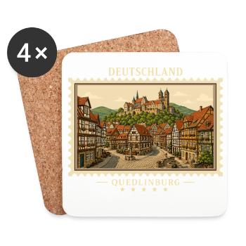 Deutschland Quedlinburg Vintage Reisemarke - Untersetzer (4er-Set) - Weiß - Vorne