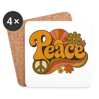 paix - Dessous de verre (lot de 4) - blanc - Devant