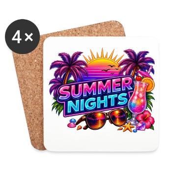 Sommernächte Neon-Tropen - Untersetzer (4er-Set) - Weiß - Vorne