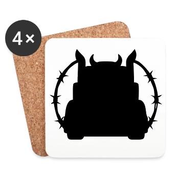 Truck Silhouette Stacheldraht Logo - Untersetzer (4er-Set) - Weiß - Vorne