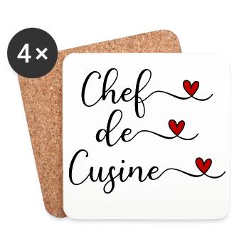 Koch - Chef de Cuisine - Untersetzer (4er-Set) - Weiß - Vorne