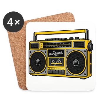 Old School Boombox Radio 90er Hip-Hop-Musik - Untersetzer (4er-Set) - Weiß - Vorne