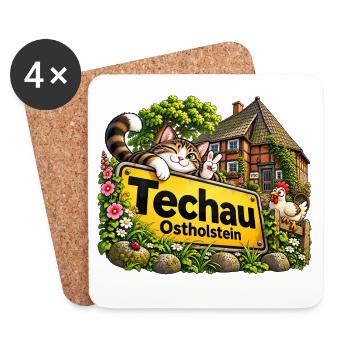 Ortschaft Techau - Gemeinde Ratekau - Ostholstein - Untersetzer (4er-Set) - Weiß - Vorne