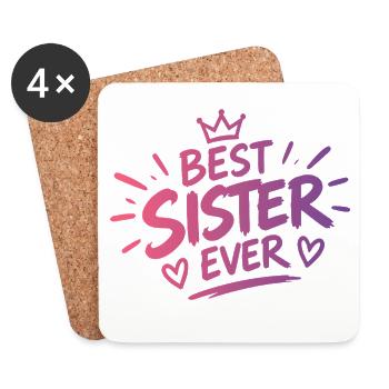 Best Sister Ever - Untersetzer (4er-Set) - Weiß - Vorne