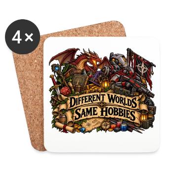 Verschiedene Welten Gleiche Hobbys - Untersetzer (4er-Set) - Weiß - Vorne