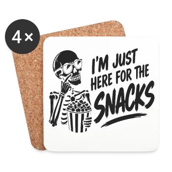 I'm Just Here for the Snacks Halloween Spruch - Untersetzer (4er-Set) - Weiß - Vorne