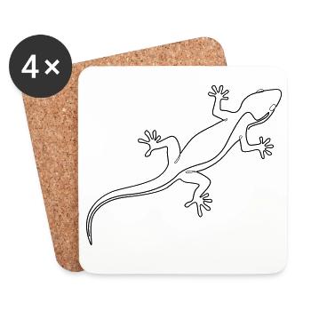 Strichzeichnung Gecko - Untersetzer (4er-Set) - Weiß - Vorne