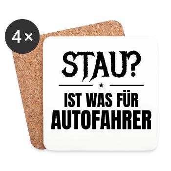 Stau? Ist was für Autofahrer - Untersetzer (4er-Set) - Weiß - Vorne