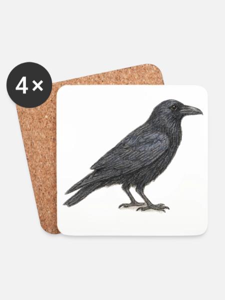 Great European Raven Black Grafik in Grau - Untersetzer (4er-Set) - Weiß