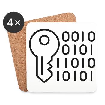 Digital-Schlüssel-Verschlüsselungslinien-Symbol - Untersetzer (4er-Set) - Weiß - Vorne