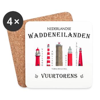 Leuchttürme Texel, Ameland, Terschelling, Vlieland - Untersetzer (4er-Set) - Weiß - Vorne