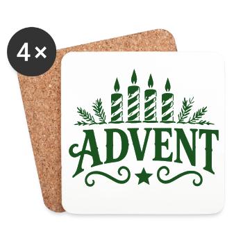 Advent Kerzen Zeit - Untersetzer (4er-Set) - Weiß - Vorne