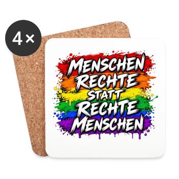 Menschenrechte statt Rechte Menschen - Untersetzer (4er-Set) - Weiß - Vorne
