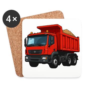 Roter Kipplader Cartoon-Design - Untersetzer (4er-Set) - Weiß - Vorne