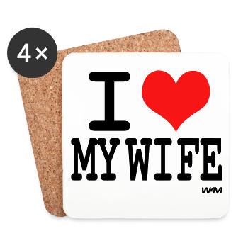 I love my wife - couleurs personnalisables - Dessous de verre (lot de 4) - blanc - Devant