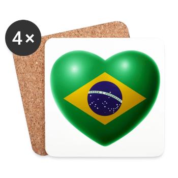 Heart (Brazil / Brasil) 01 - Coasters (set of 4) - white - Front