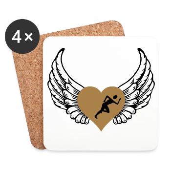 Jogger heart wings - Coasters (set of 4) - white - Front