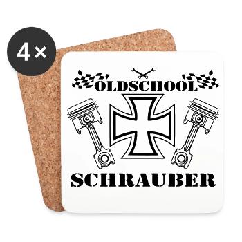 Auto Tuning Schrauber Kult Shirt, oldschool(25) - Untersetzer (4er-Set) - Weiß - Vorne