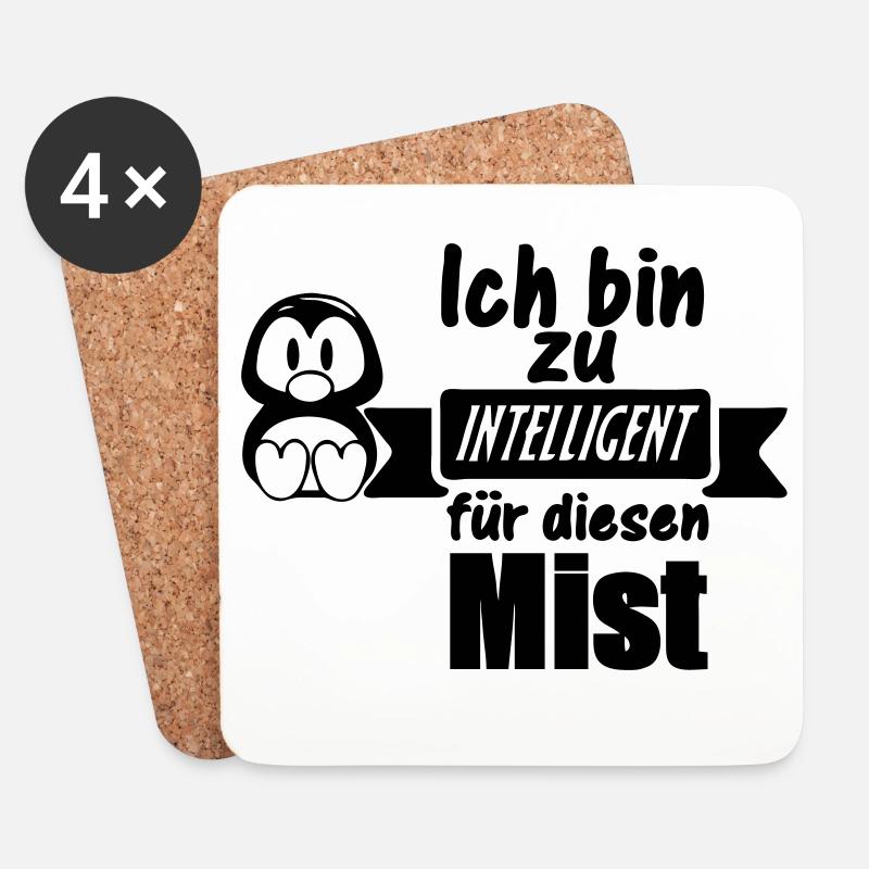 Pinguin Spruch - Zu intelligent Geschenk - Untersetzer (4er-Set) - Weiß