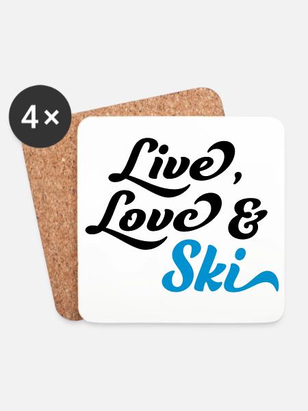 Ski - Untersetzer (4er-Set) - Weiß