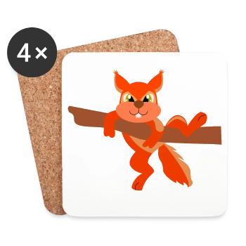 Eichhörnchen - Untersetzer (4er-Set) - Weiß - Vorne