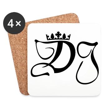 DJ- Discjockey- Monogramm mit Krone - Untersetzer (4er-Set) - Weiß - Vorne