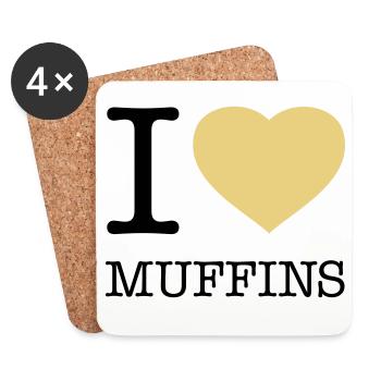 J’ADORE LES MUFFINS - Dessous de verre (lot de 4) - blanc - Devant
