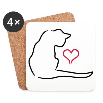 Chat - Dessous de verre (lot de 4) - blanc - Devant