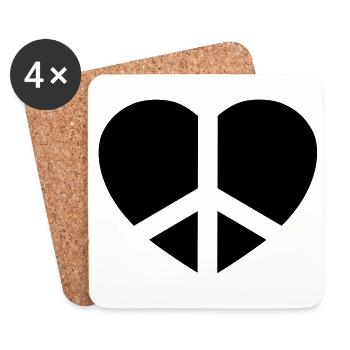 Love & Peace - Coasters (set of 4) - white - Front