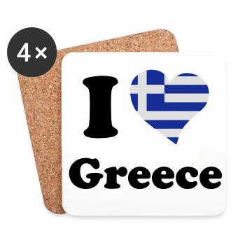 I love Greece - J'aime la Grèce - Dessous de verre (lot de 4) - blanc - Devant
