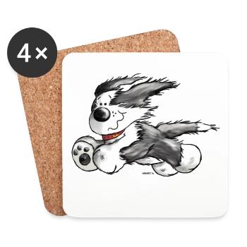 Bearded Collie- Beardie Power - Herding dog - Coasters (set of 4) - white - Front