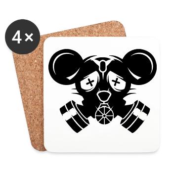 Un masque à gaz avec de grandes oreilles de souris - Dessous de verre (lot de 4) - blanc - Devant
