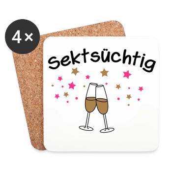 Sektsüchtig - Untersetzer (4er-Set) - Weiß - Vorne