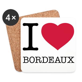 I LOVE BORDEAUX France Frankreich - Untersetzer (4er-Set) - Weiß - Vorne