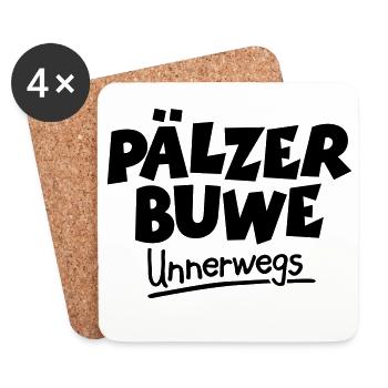 Pälzer Buwe Unnerwegs - Pfälzer Männer auf Tour - Untersetzer (4er-Set) - Weiß - Vorne