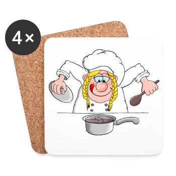 Kochen - Sterneköchin - Kochkunst - Untersetzer (4er-Set) - Weiß - Vorne