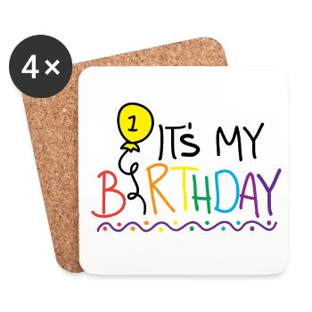 Colorful and Festive 1st Anniversary Design - Coasters (set of 4) - white - Front