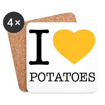 I LOVE POTATOES Potatoes Mashed potatoes - Coasters (set of 4) - white - Front
