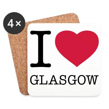 I LOVE GLASGOW Scotland Schottland - Untersetzer (4er-Set) - Weiß - Vorne